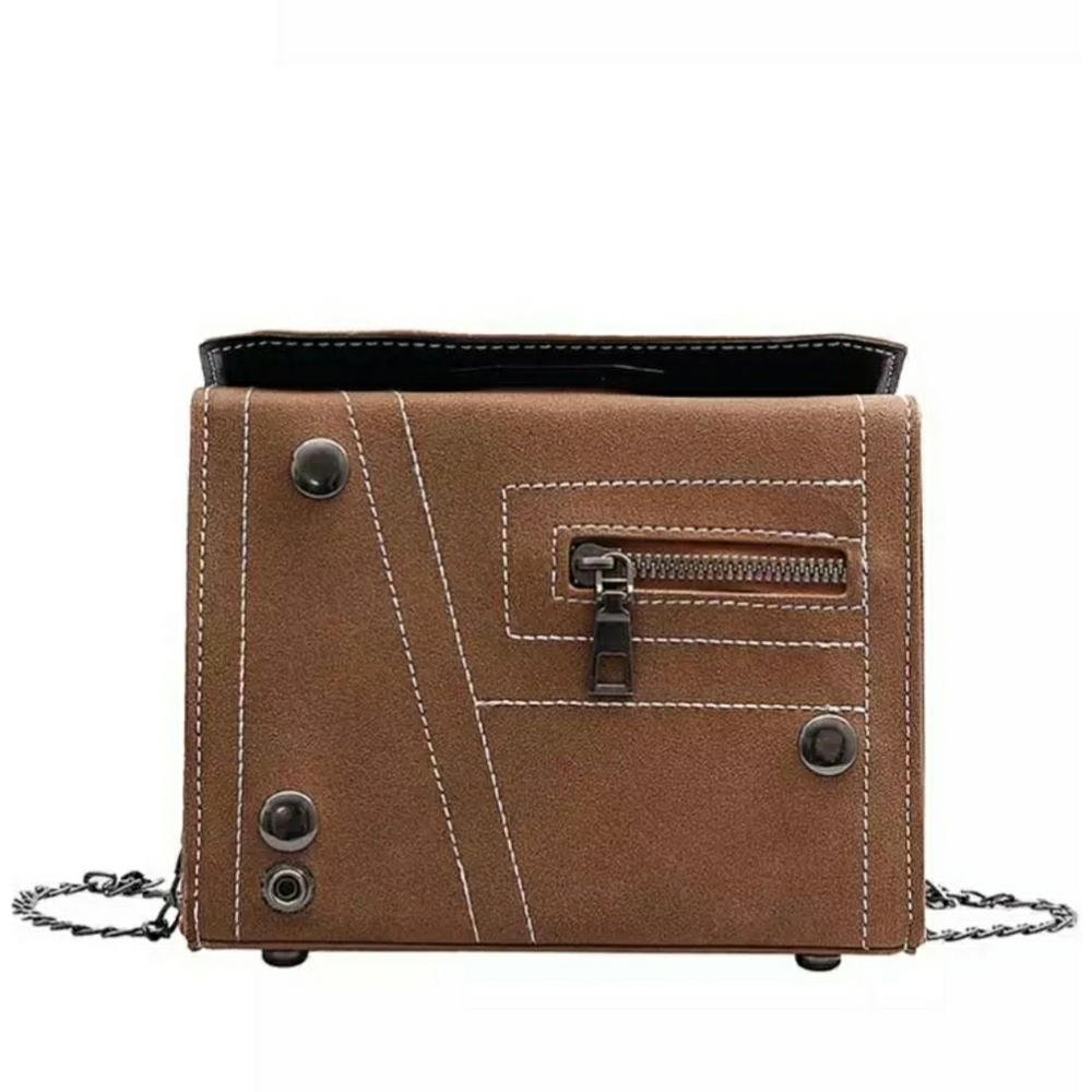🧡IN STOCK 🧡Brown Square Flap Mini Handbag - Picture 2 of 8